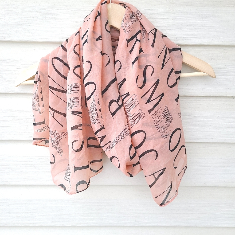 ➕NWOT➕ PARIS SCARF - Word Print - Sheer